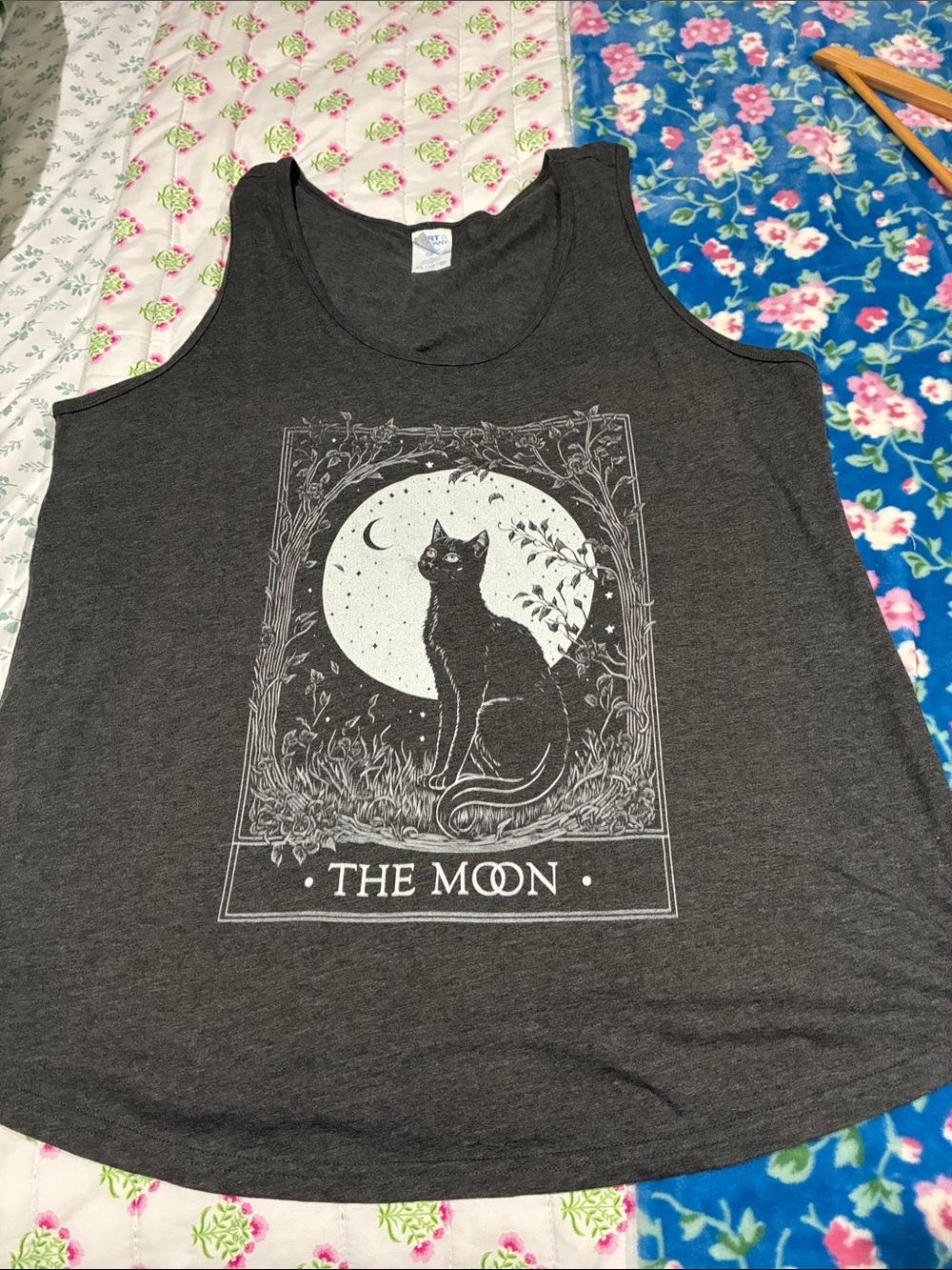 Port & Company XXL The Moon Cat Graphic Tank Top - Dark Gray